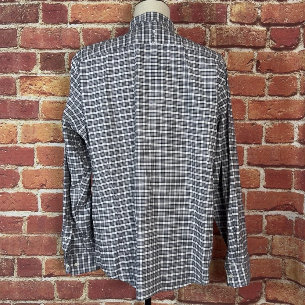 Banana Republic Oxford Shirt Tailored Fit Long Sleeve Plaid‎ Shirt Size XXL
